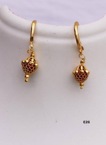 New Designer Regular Wear Golden Latest Earrings Collection E26